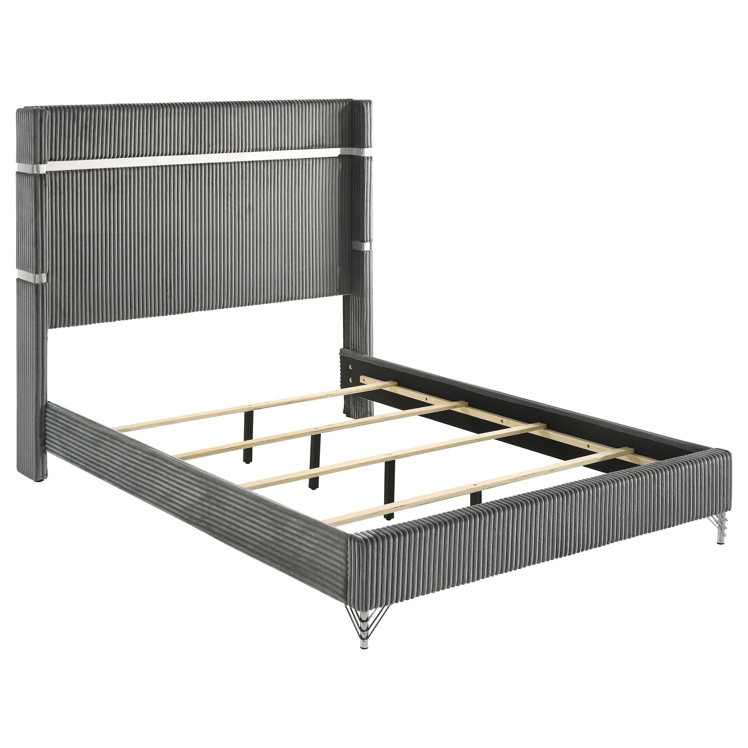 Orleans Furniture - Coaster - Lucia 61-inch Upholstered Queen Wingback Bed Grey - 224991Q