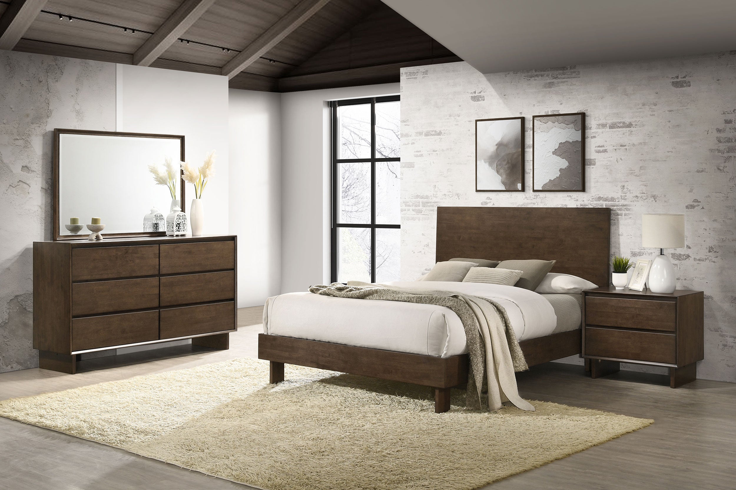 Orleans Furniture - Coaster - Glenwood 4-piece Eastern King Bedroom Set Warm Brown - 225011KE-S4