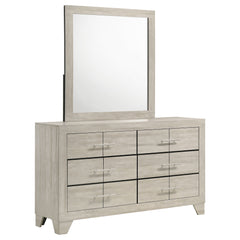 Orleans Furniture - Coaster - Trenton 6-drawer Bedroom Dresser With Mirror Rustic Cream - 225063M
