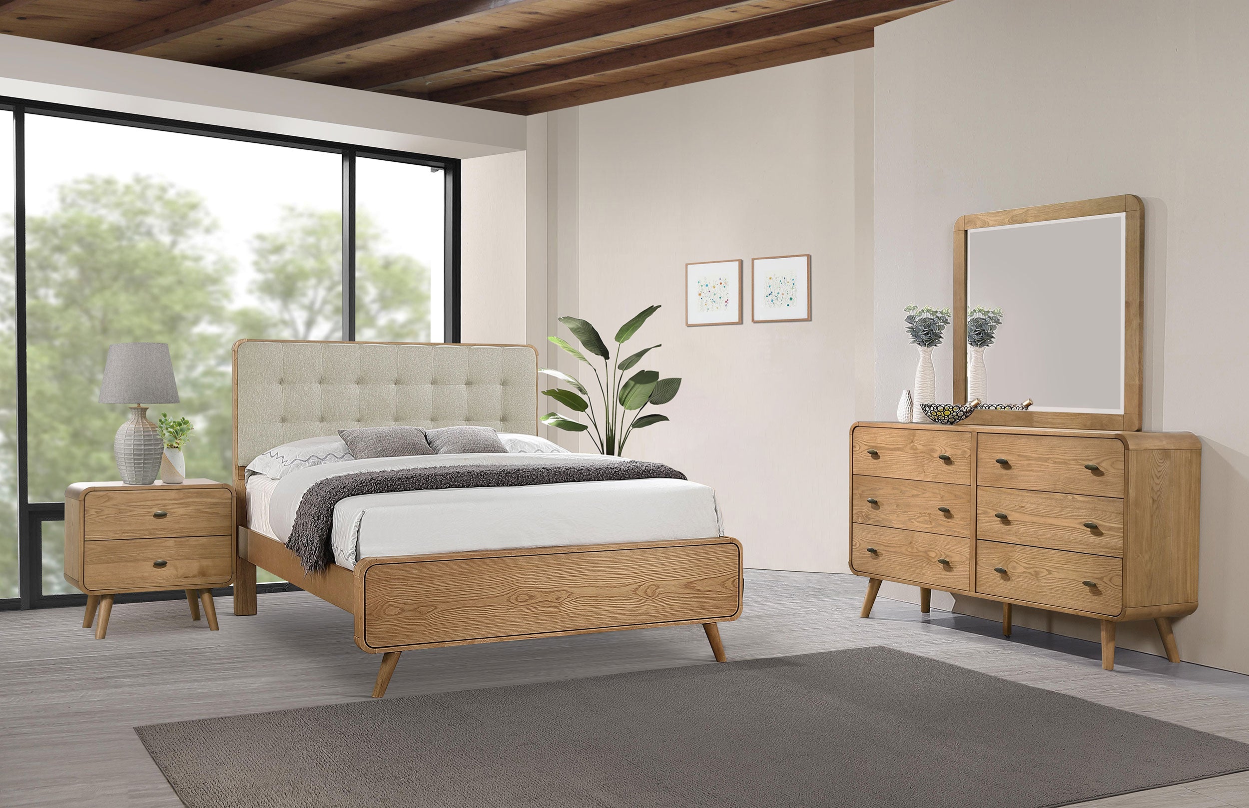 Orleans Furniture - Coaster - Robyn 4-piece Eastern King Bedroom Set Light Ash - 225091KE-S4