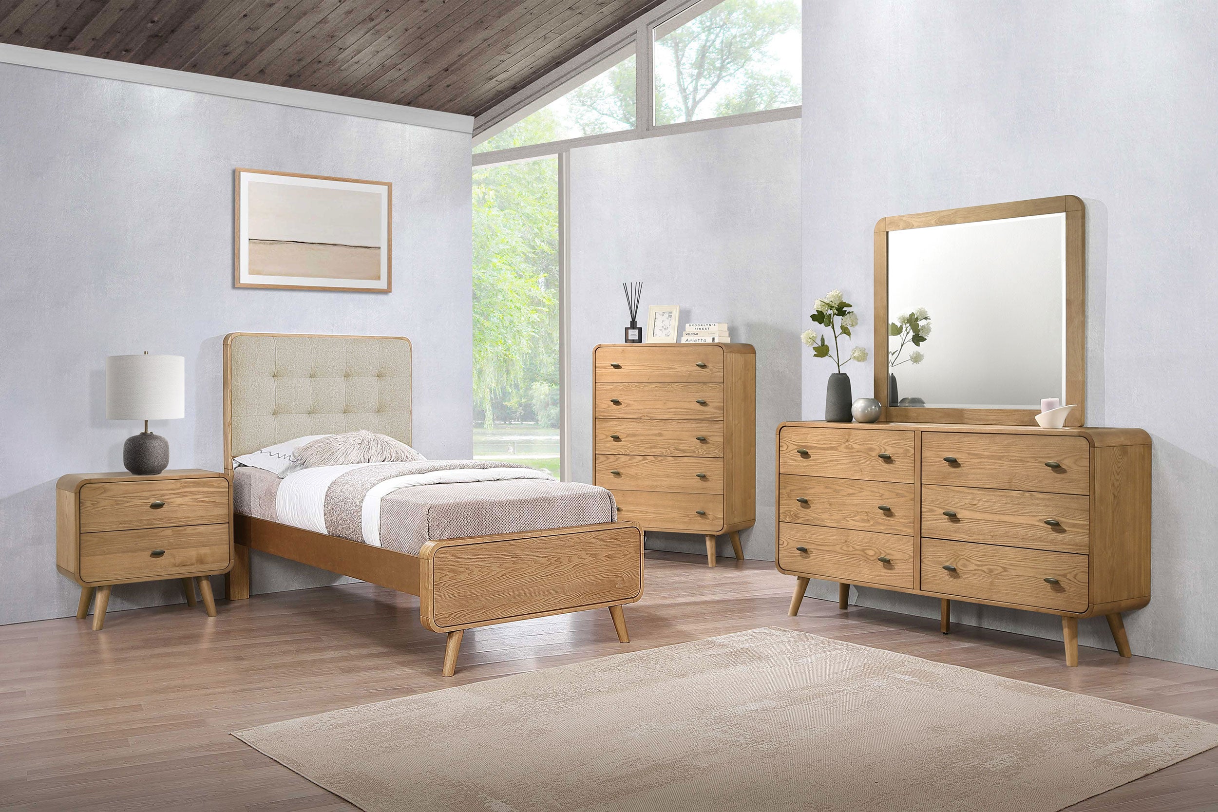 Orleans Furniture - Coaster - Robyn 5-piece Twin Bedroom Set Light Ash - 225091T-S5
