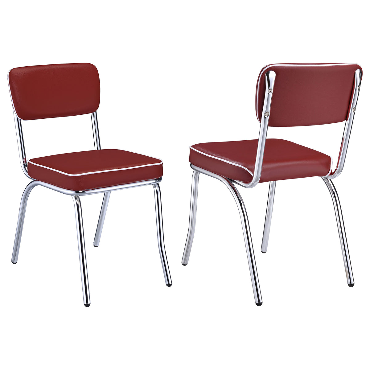 Orleans Furniture - Coaster - Retro Upholstered Dining Side Chair Red (Set of 2) - 2450R