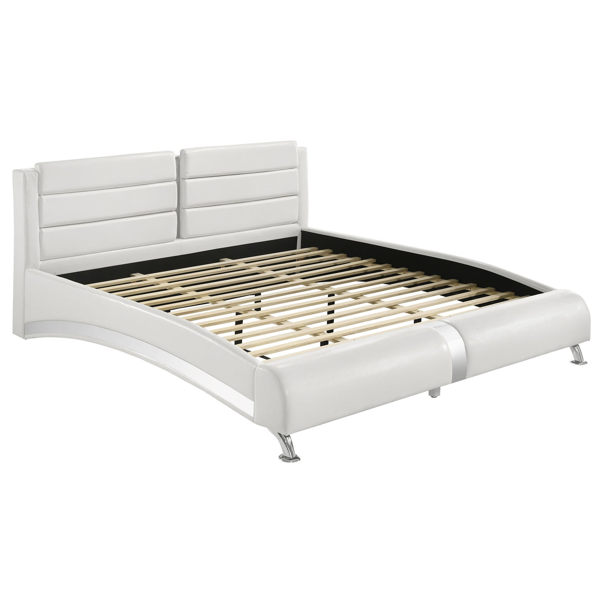 Orleans Furniture - Coaster - Jeremaine Upholstered Eastern King Sleigh Bed White - 300345KE