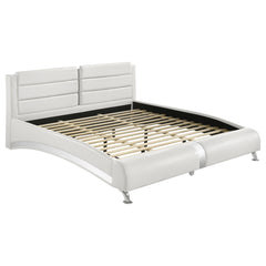 Orleans Furniture - Coaster - Jeremaine Upholstered Eastern King Sleigh Bed White - 300345KE