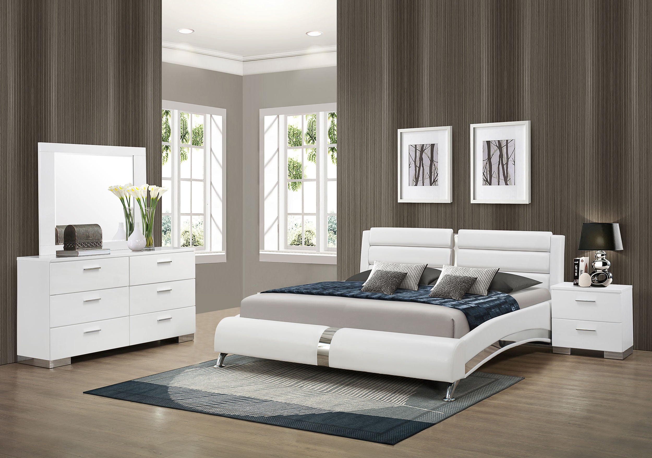 Orleans Furniture - Coaster - Jeremaine 4-piece California King Bedroom Set White - 300345KW-S4