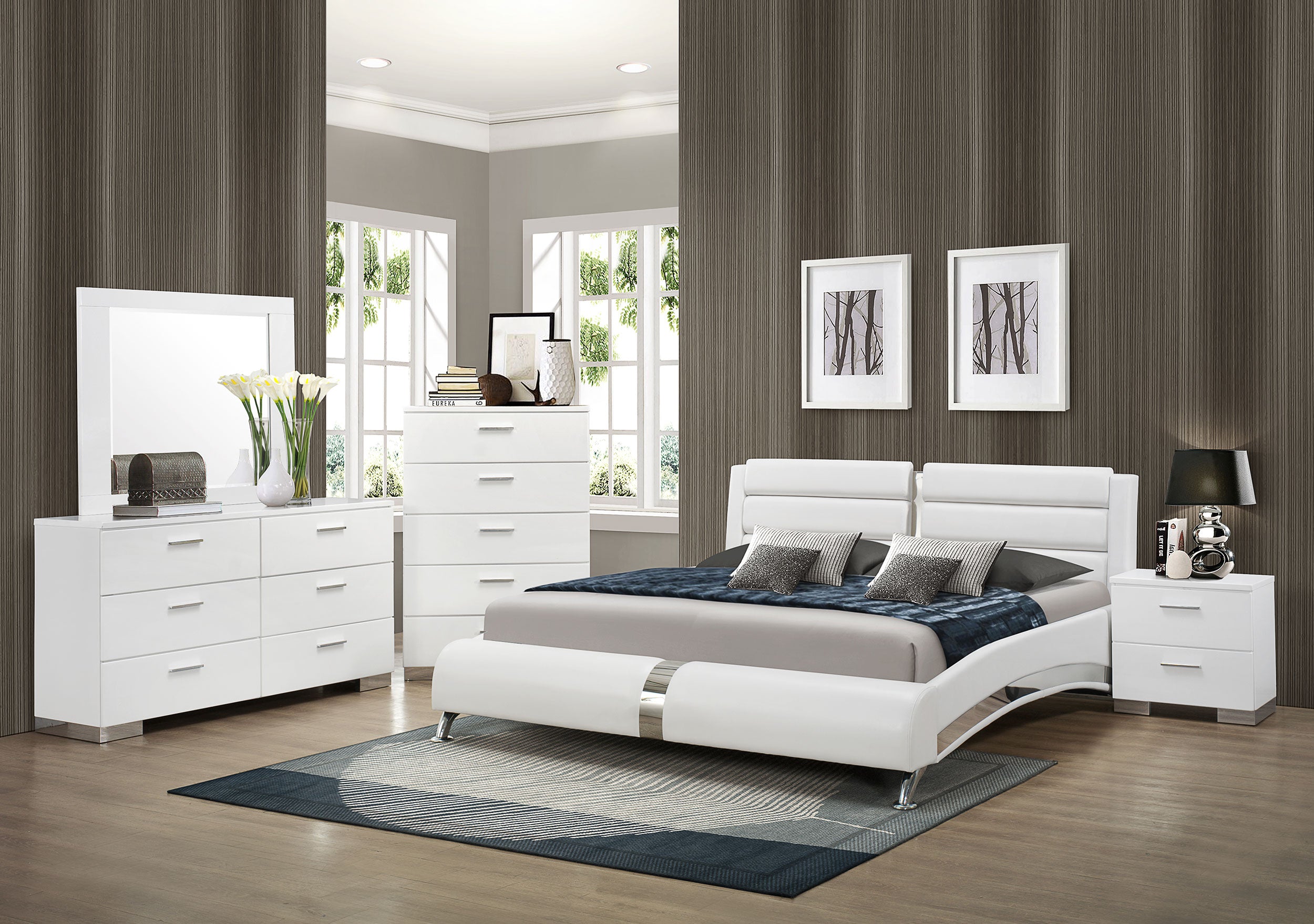 Orleans Furniture - Coaster - Jeremaine 5-piece California King Bedroom Set White - 300345KW-S5