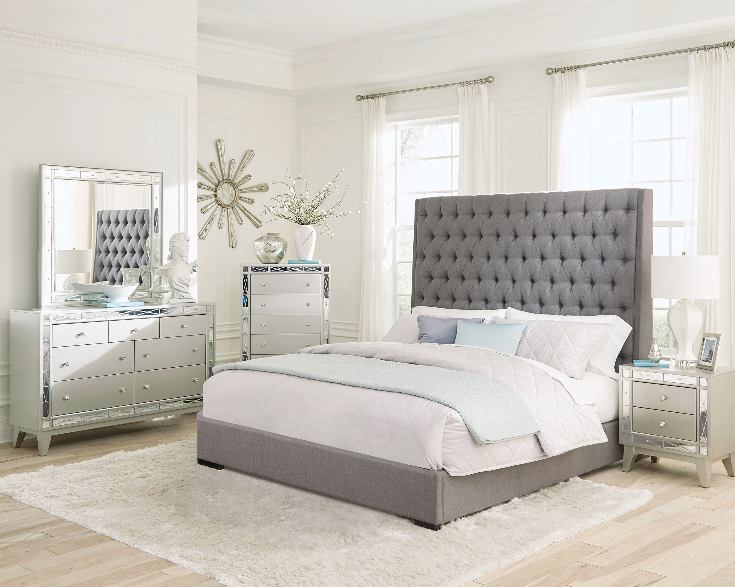 Orleans Furniture - Coaster - Camille 5-piece Queen Bedroom Set Metallic Mercury - 300621Q-S5