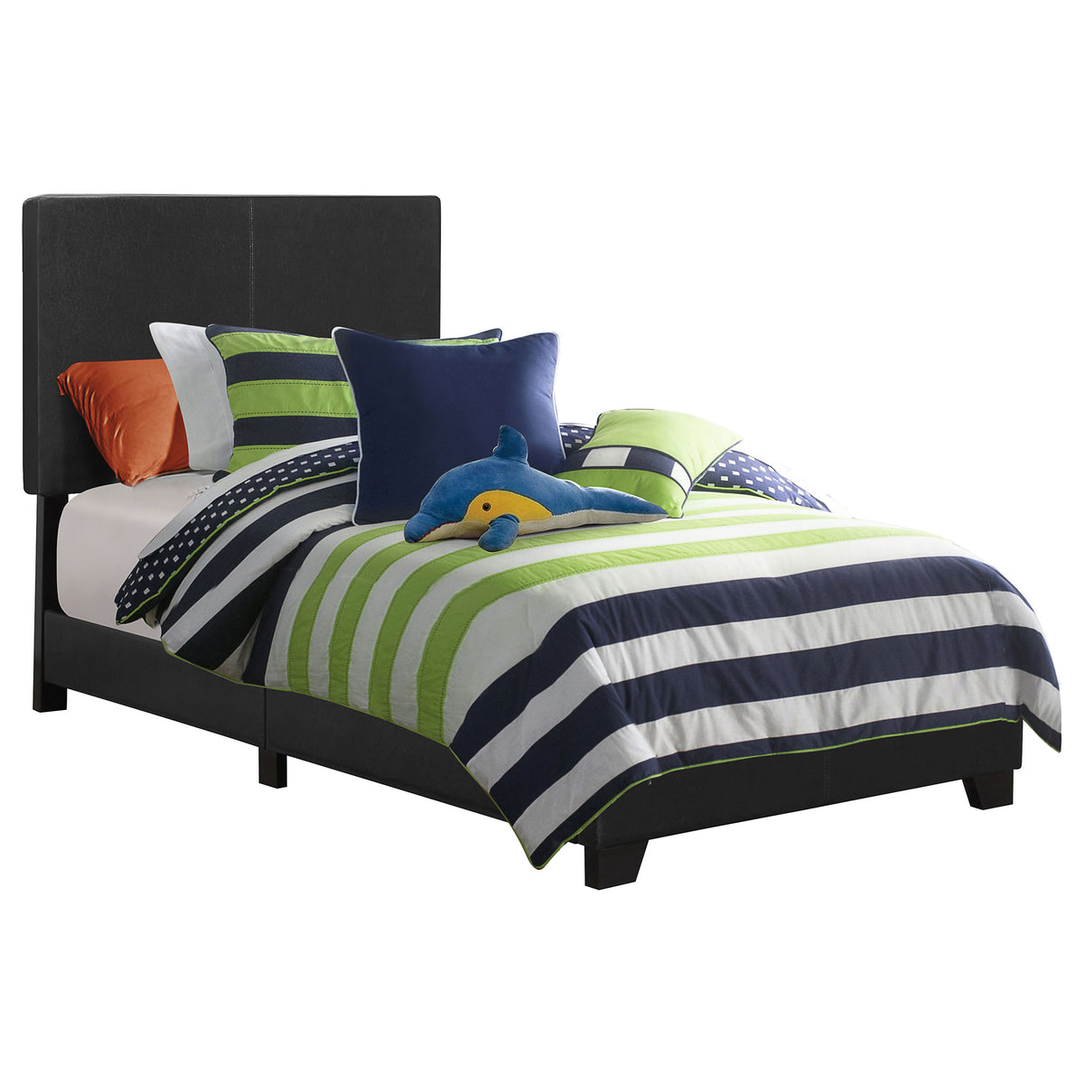 Orleans Furniture - Coaster - Dorian Faux Leather Upholstered Twin Panel Bed Black - 300761T