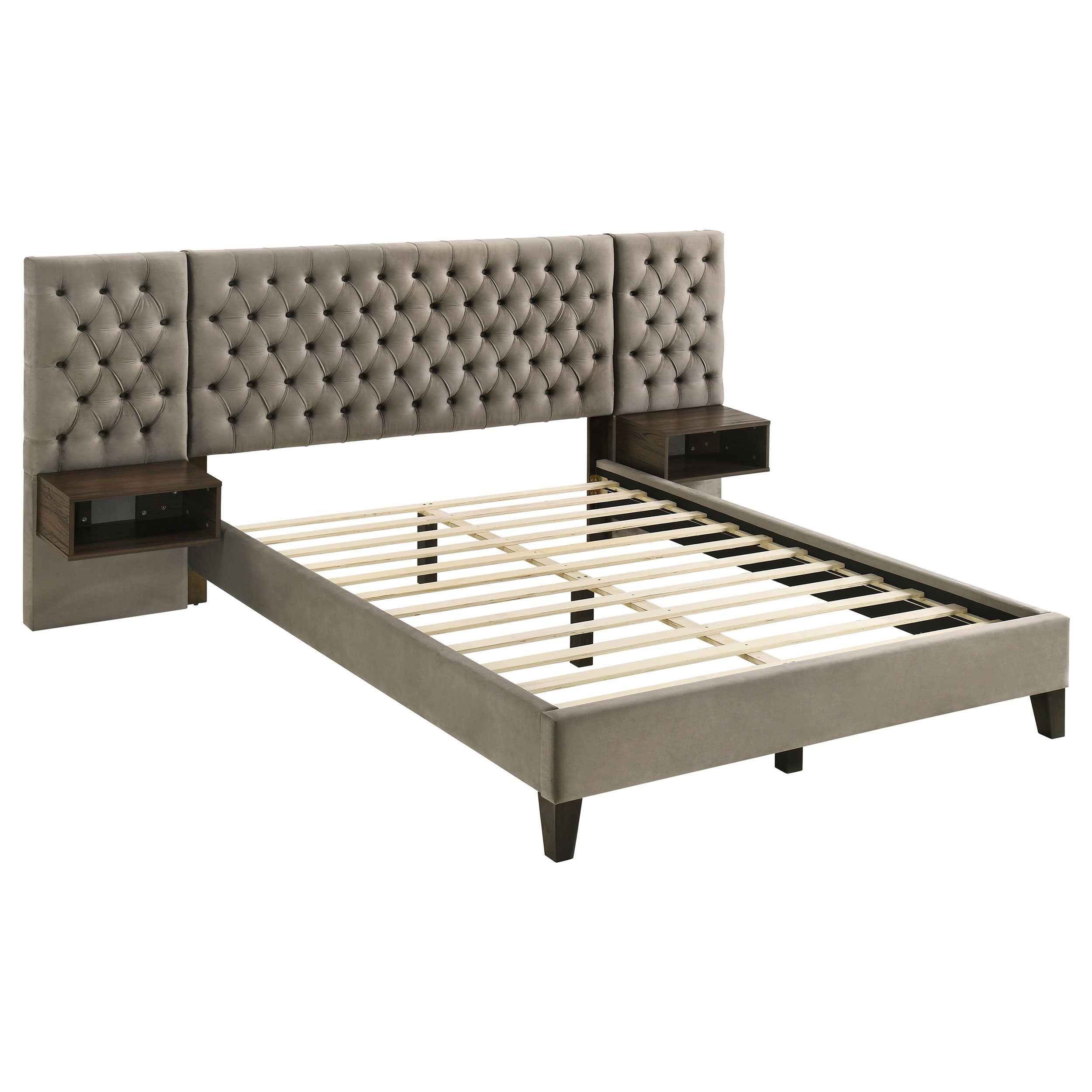 Orleans Furniture - Coaster - Marley Upholstered Queen Wall Panel Bed Light Brown - 300833Q