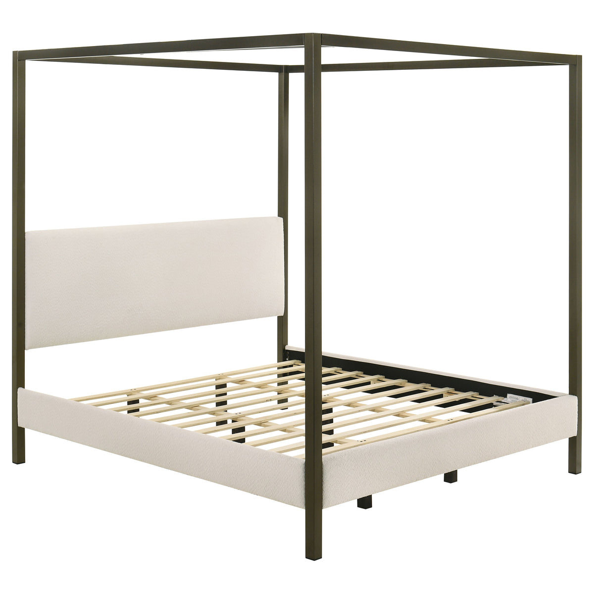Orleans Furniture - Coaster - Monroe Upholstered Eastern King Canopy Bed Vanilla - 300834KE