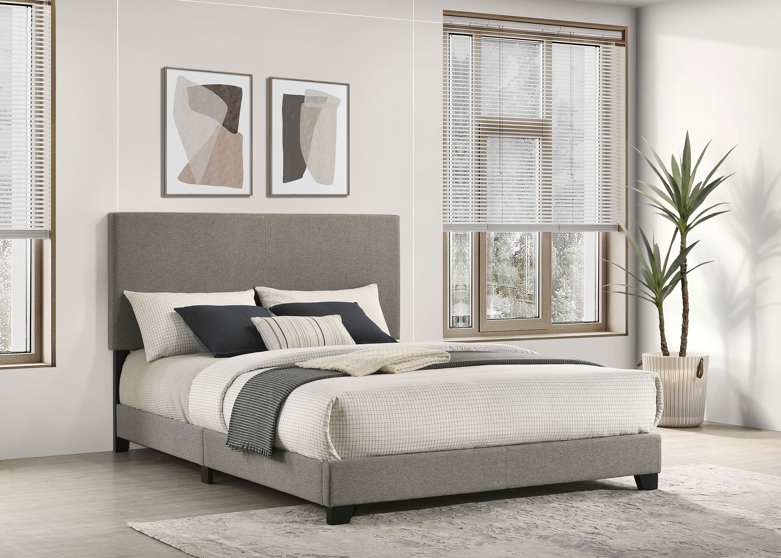 Orleans Furniture - Coaster - Dorian Fabric Upholstered Queen Panel Bed Taupe - 300851Q