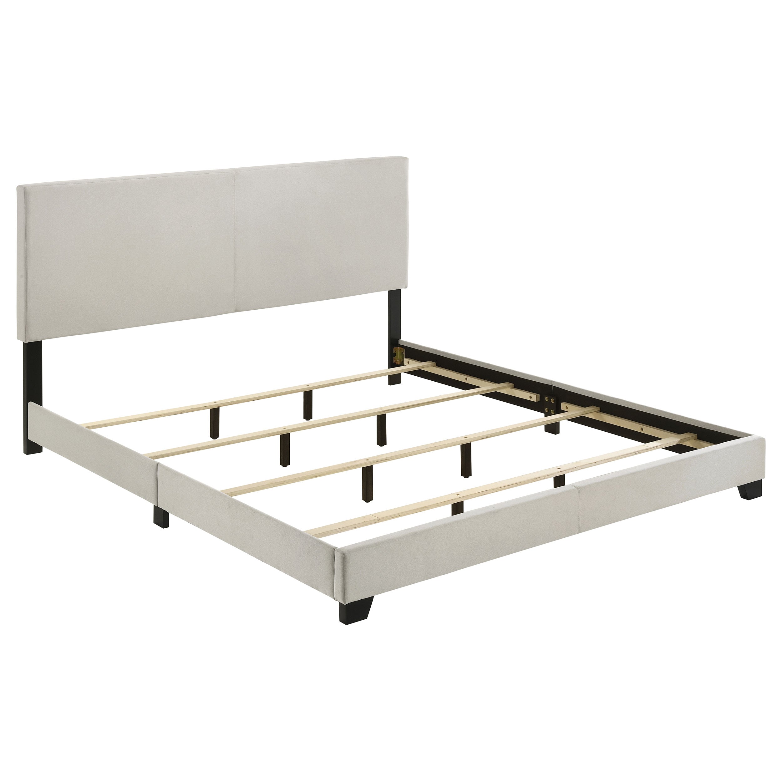 Orleans Furniture - Coaster - Dorian Fabric Upholstered Eastern King Panel Bed Cream - 300852KE