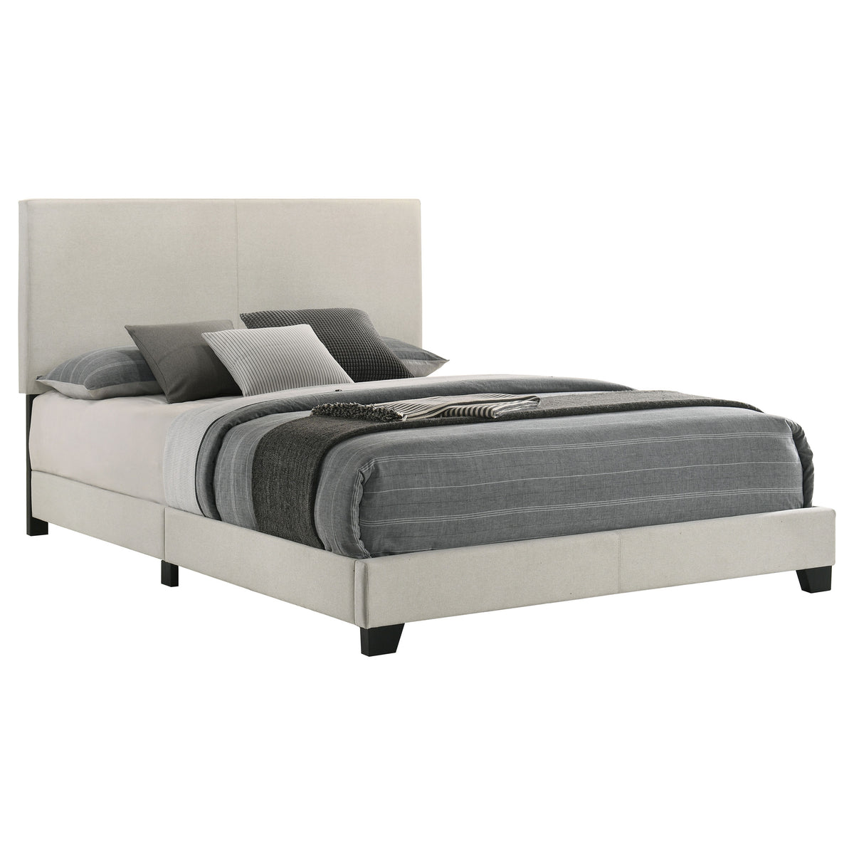 Orleans Furniture - Coaster - Dorian Fabric Upholstered Queen Panel Bed Cream - 300852Q