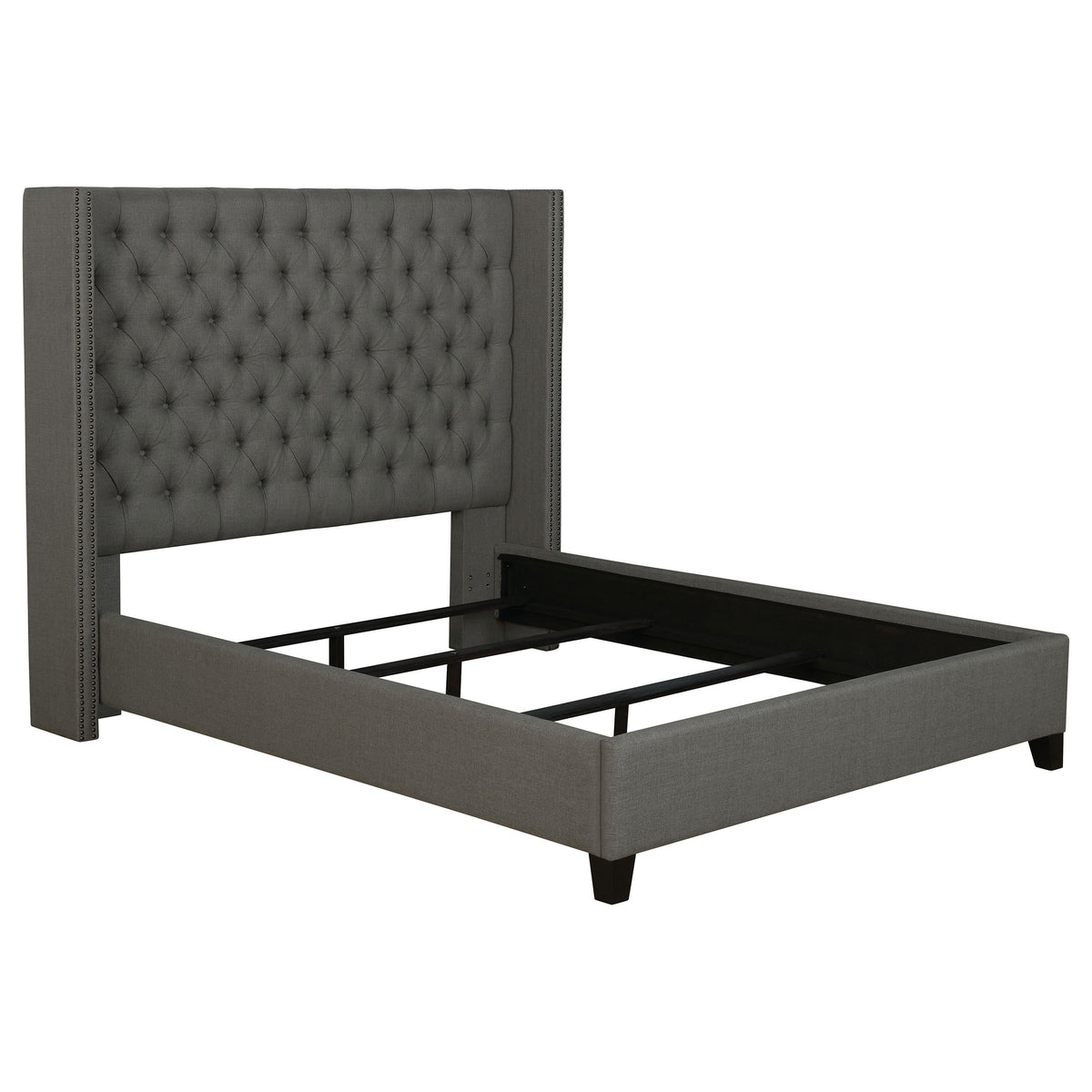 Orleans Furniture - Coaster - Bancroft Upholstered Full Wingback Bed Grey - 301405F