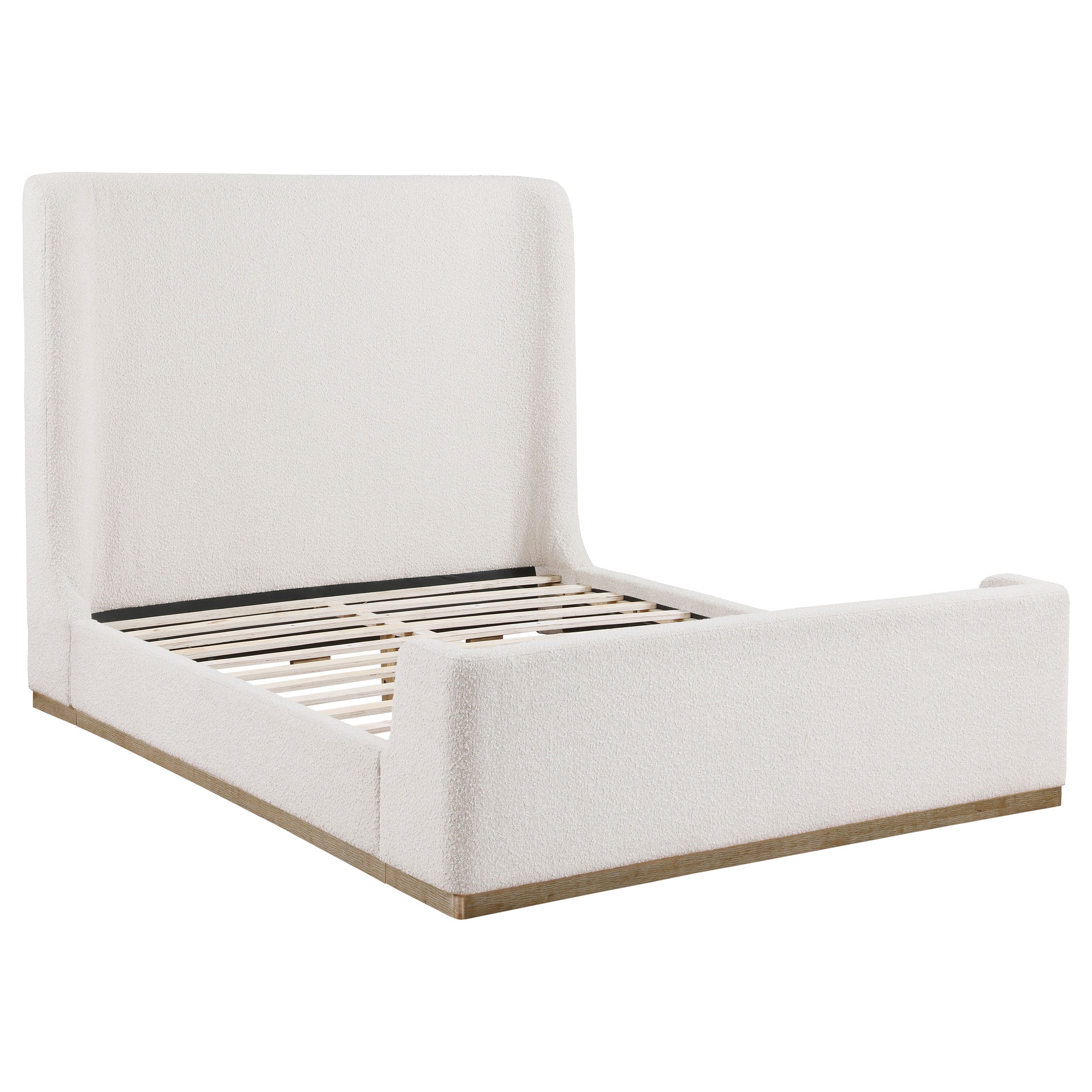 Orleans Furniture - Coaster - Nala Upholstered Queen Sleigh Bed Cream - 302046Q