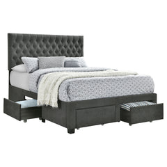 Orleans Furniture - Coaster - Soledad Upholstered Eastern King Storage Panel Bed Grey - 305877KE