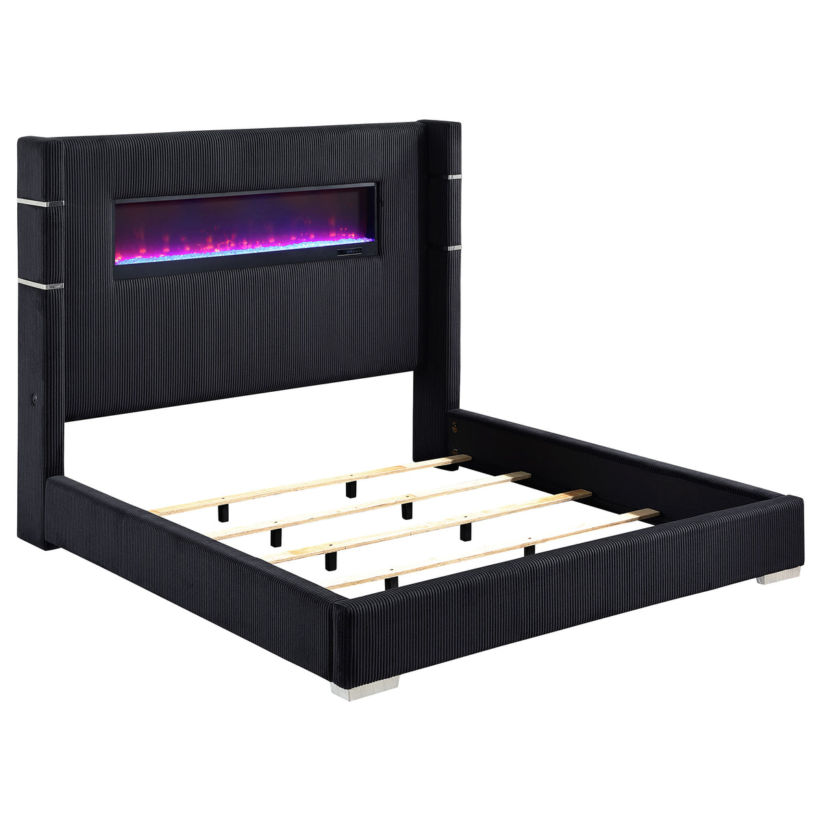 Orleans Furniture - Coaster - Tisdall Upholstered Cal King Flame Visualizer Bed Black - 306031KW
