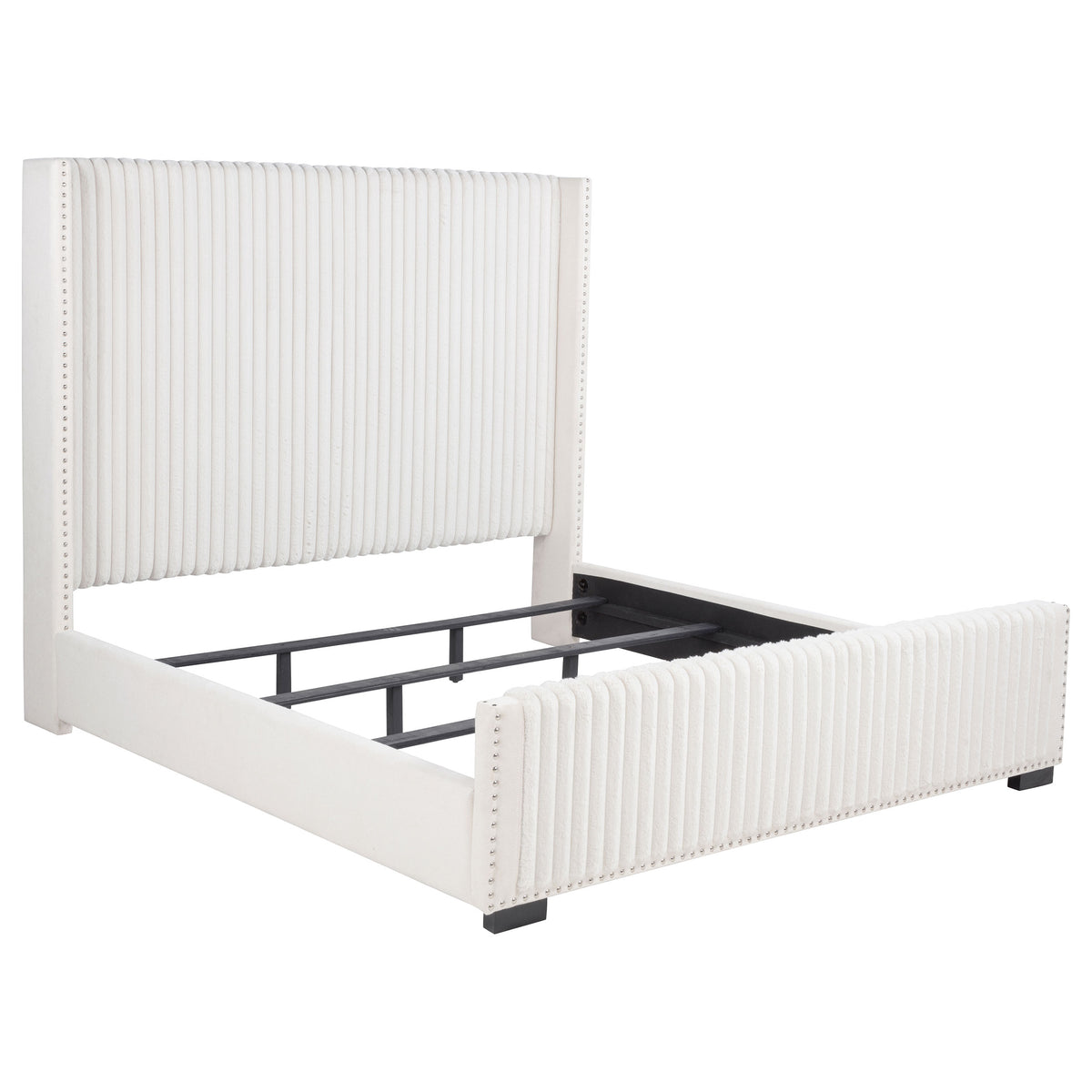 Orleans Furniture - Coaster - Natasha 65-inch Upholstered Eastern King Wingback Bed Cream - 306051KE
