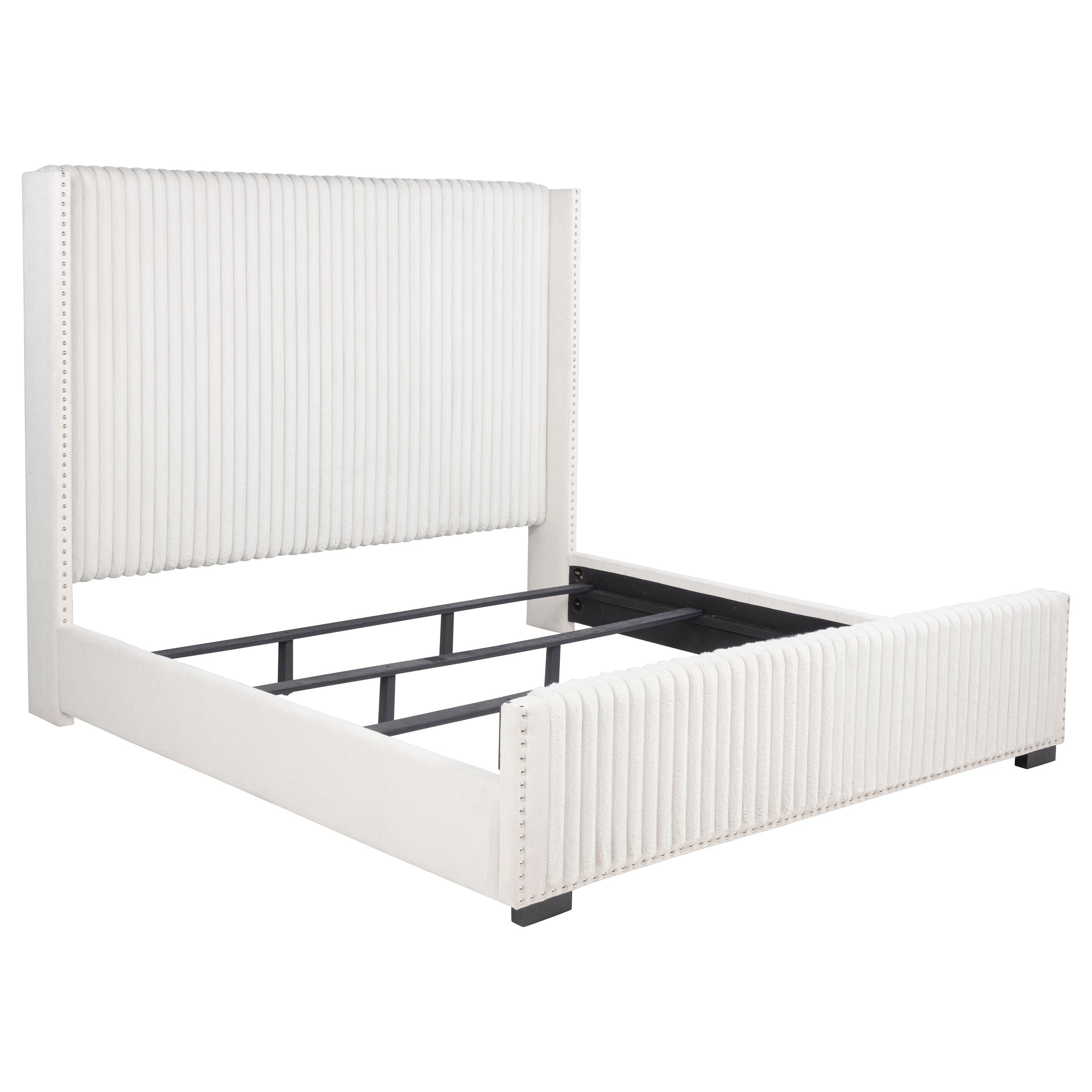 Orleans Furniture - Coaster - Natasha 65-inch Upholstered California King Bed Cream - 306051KW