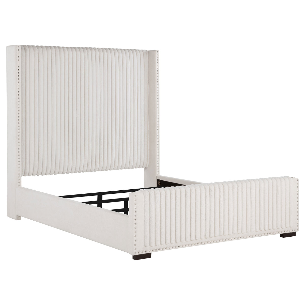 Orleans Furniture - Coaster - Natasha 65-inch Upholstered Queen Wingback Bed Cream - 306051Q