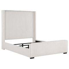Orleans Furniture - Coaster - Natasha 65-inch Upholstered Queen Wingback Bed Cream - 306051Q