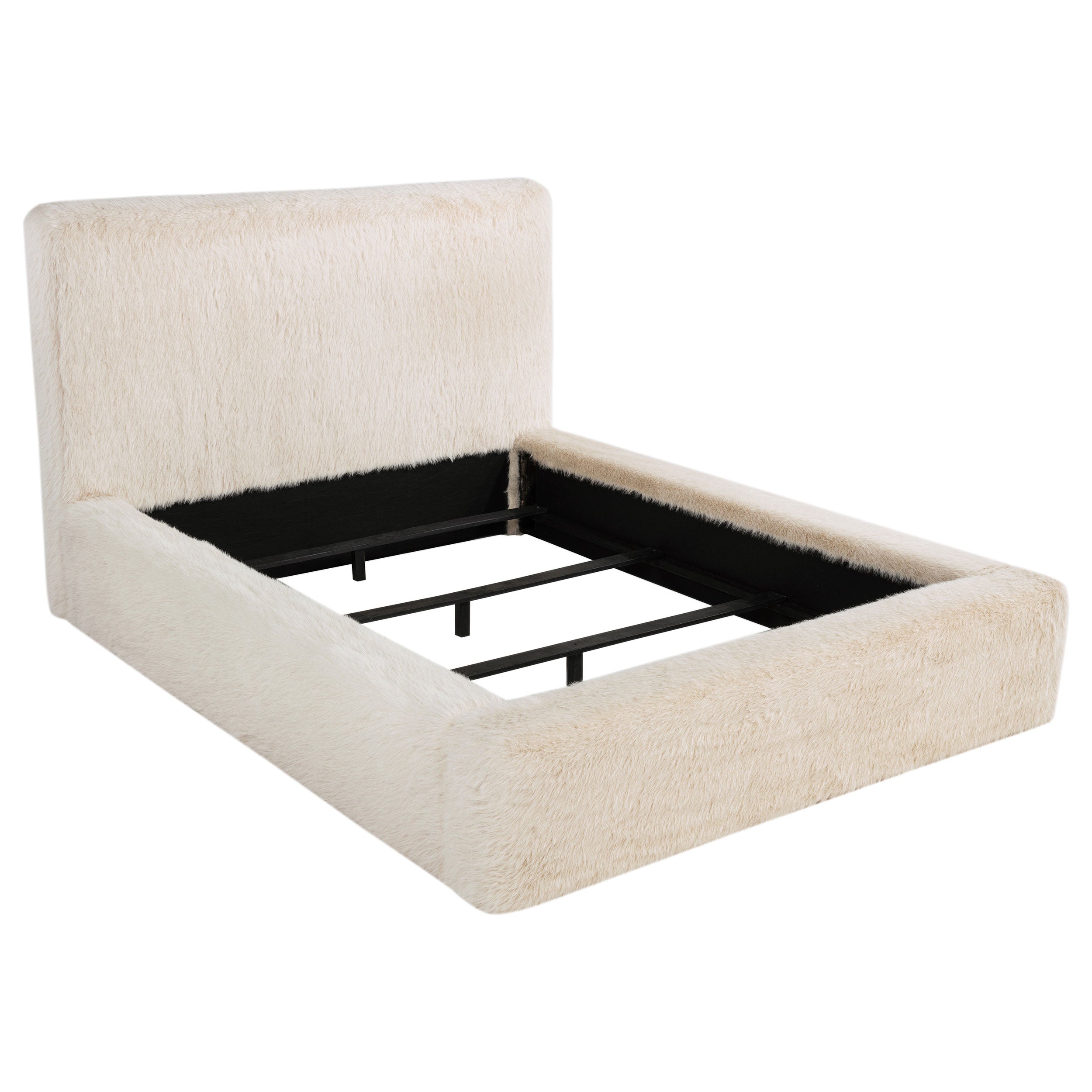Orleans Furniture - Coaster - Rebecca Faux Fur Upholstered Queen Bed Cream - 306141Q