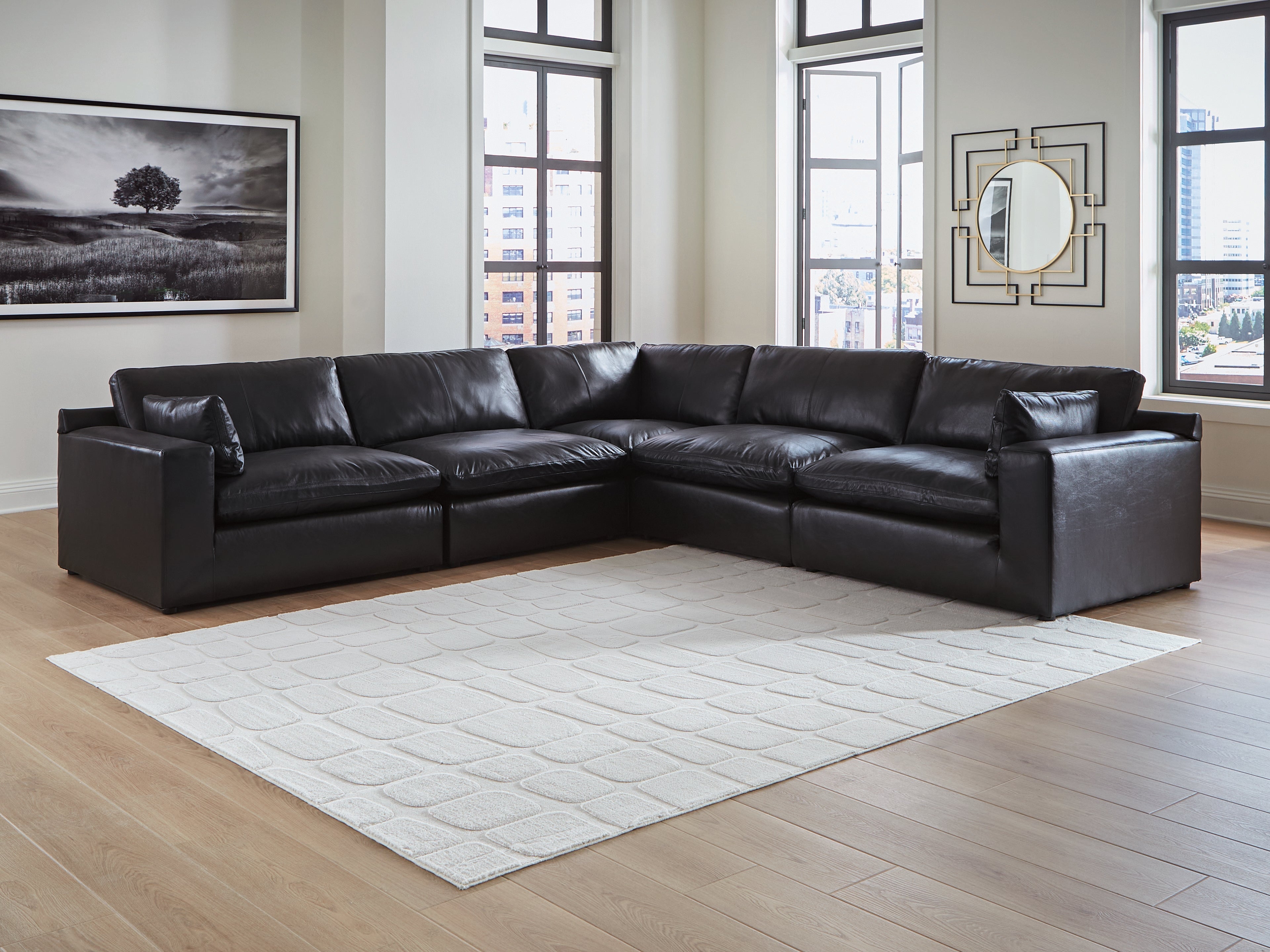 Orleans Furniture - Ashley Furniture - Emilia Sectional - RAF 5-Piece Sectional / Black - 30902S4