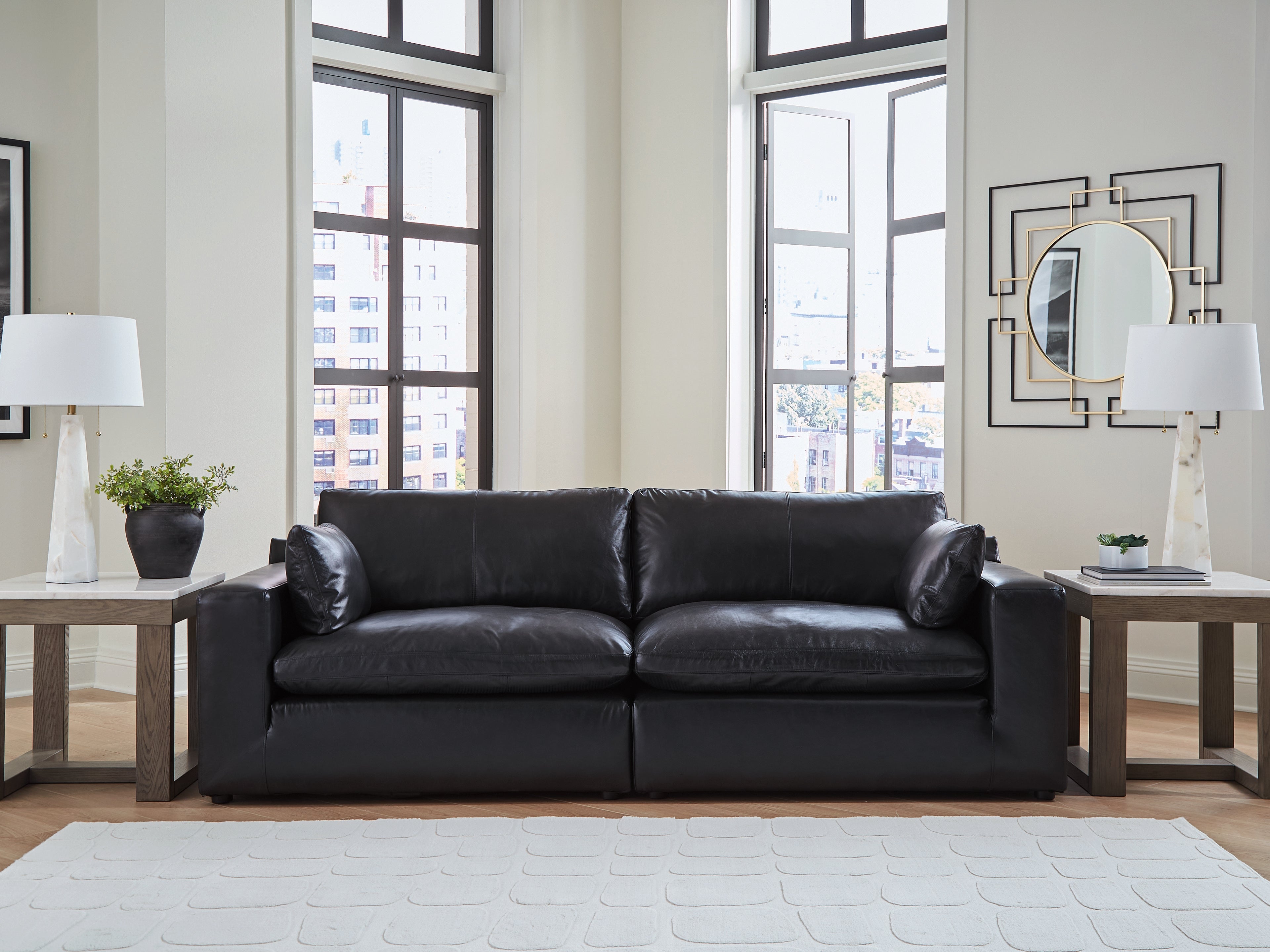 Orleans Furniture - Ashley Furniture - Emilia Sectional - RAF 2-Piece Sectional Loveseat / Black - 30902S1