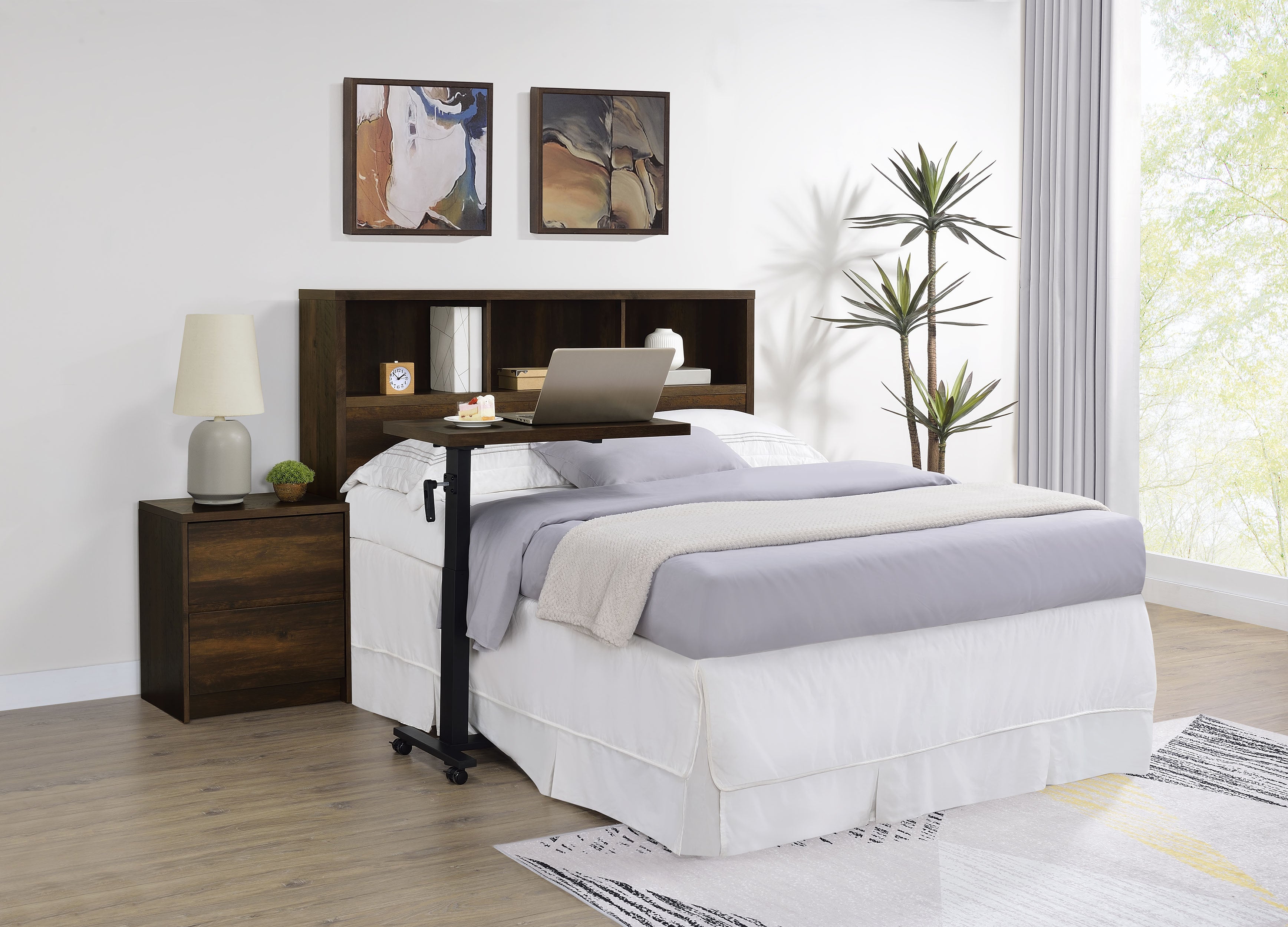 Westpark 49-inch Queen Bookcase Headboard Dark Pine