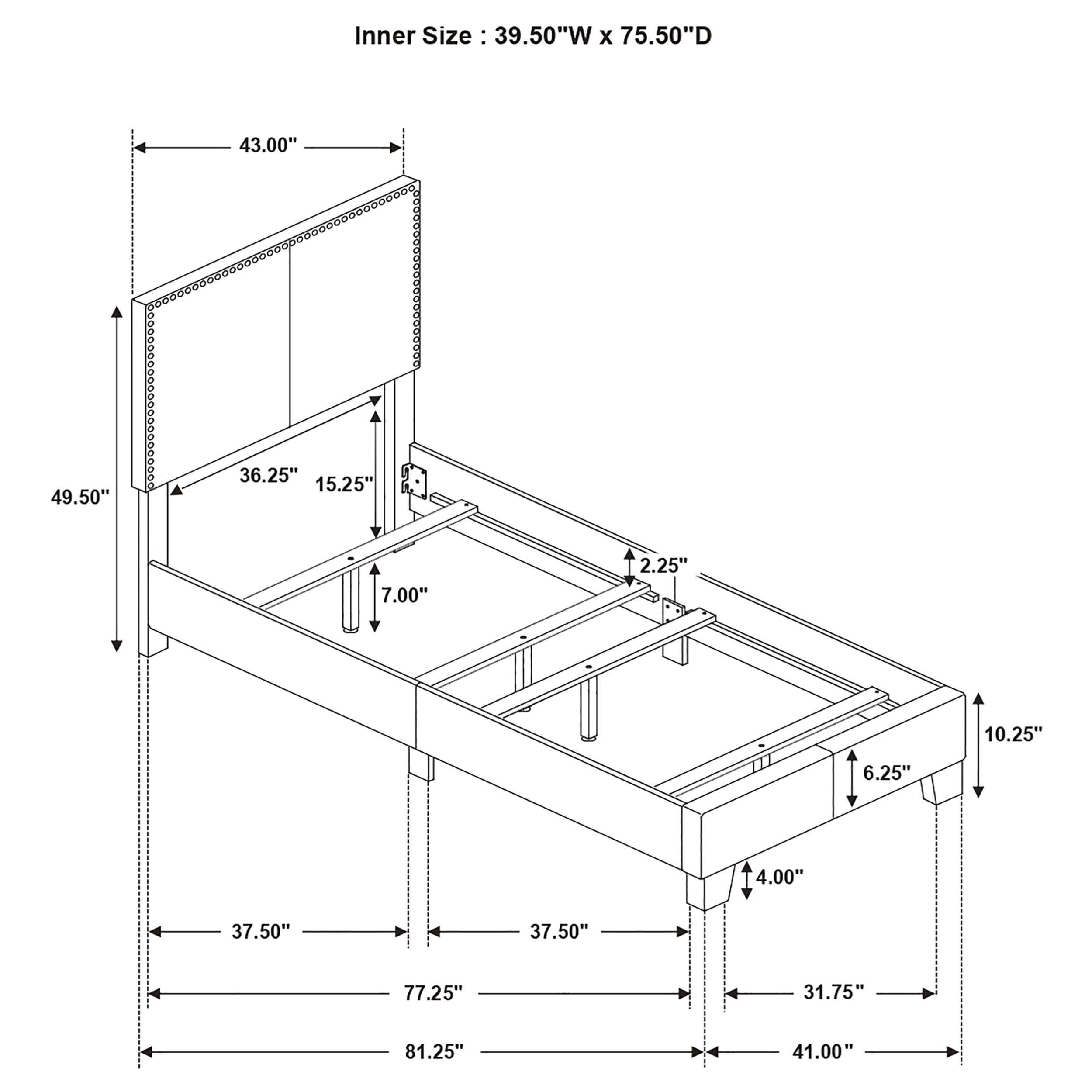Boyd Upholstered Twin Panel Bed Charcoal