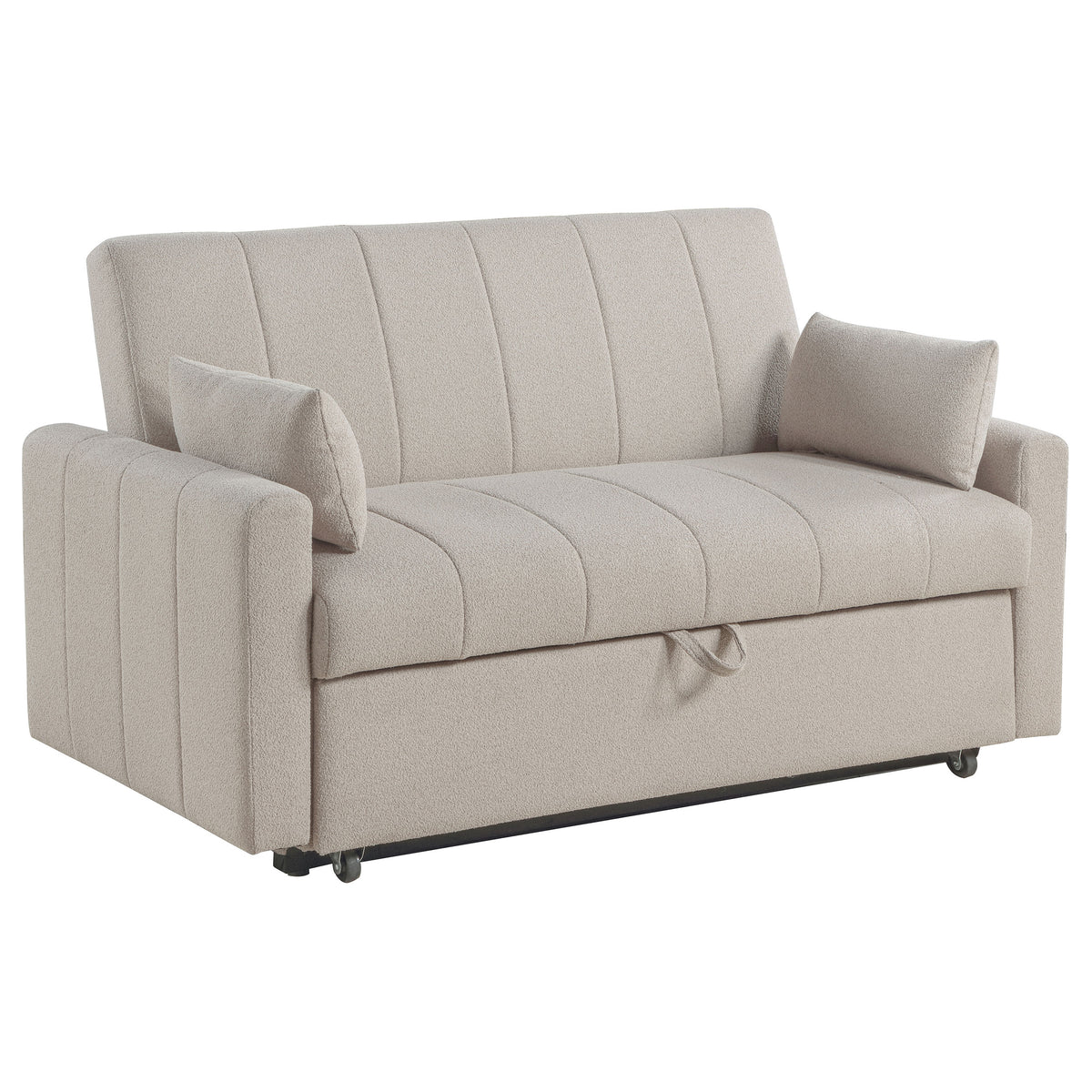 Orleans Furniture - Coaster - Portland Boucle Upholstered Sleeper Sofa Bed Latte - 350142
