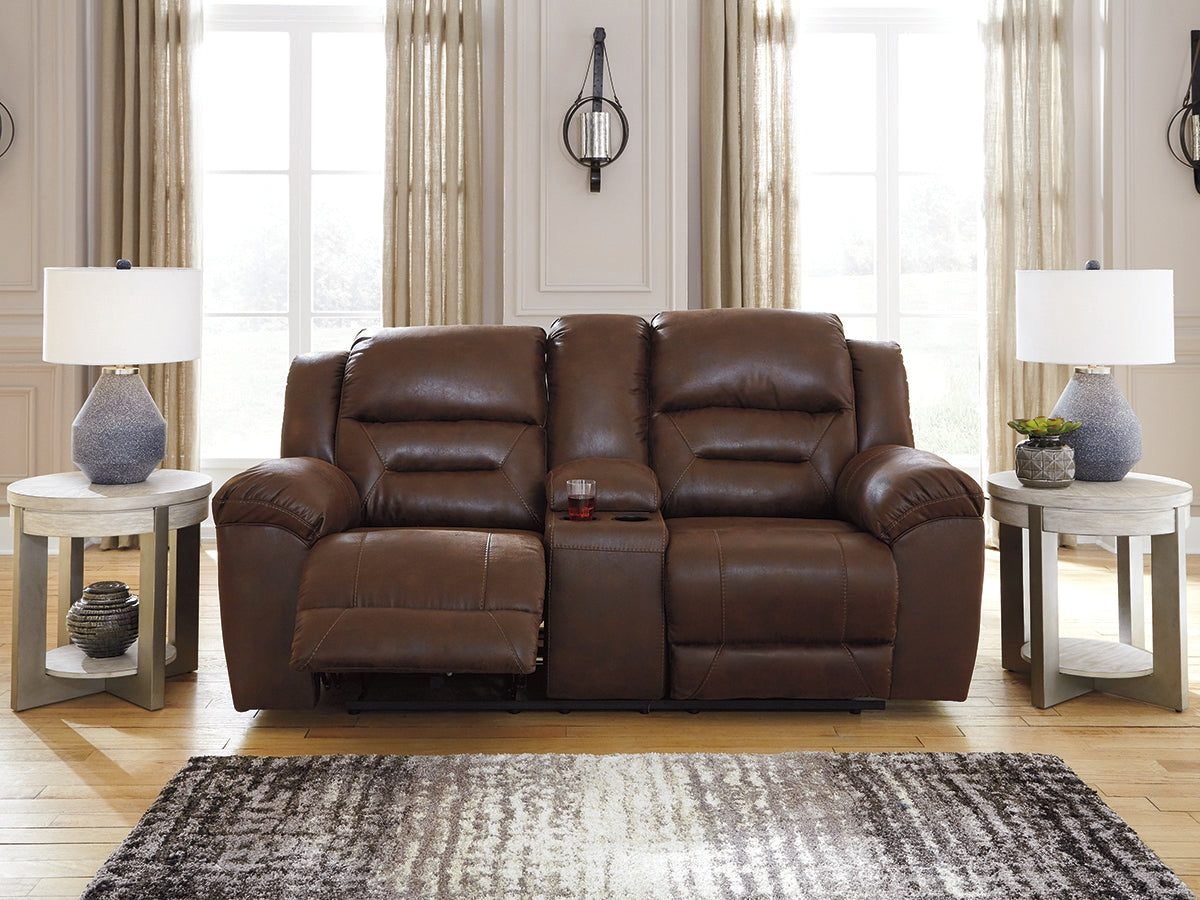 Orleans Furniture - Ashley Furniture - Stoneland Living Room - DBL REC PWR Loveseat w/Console / Chocolate - 3990496
