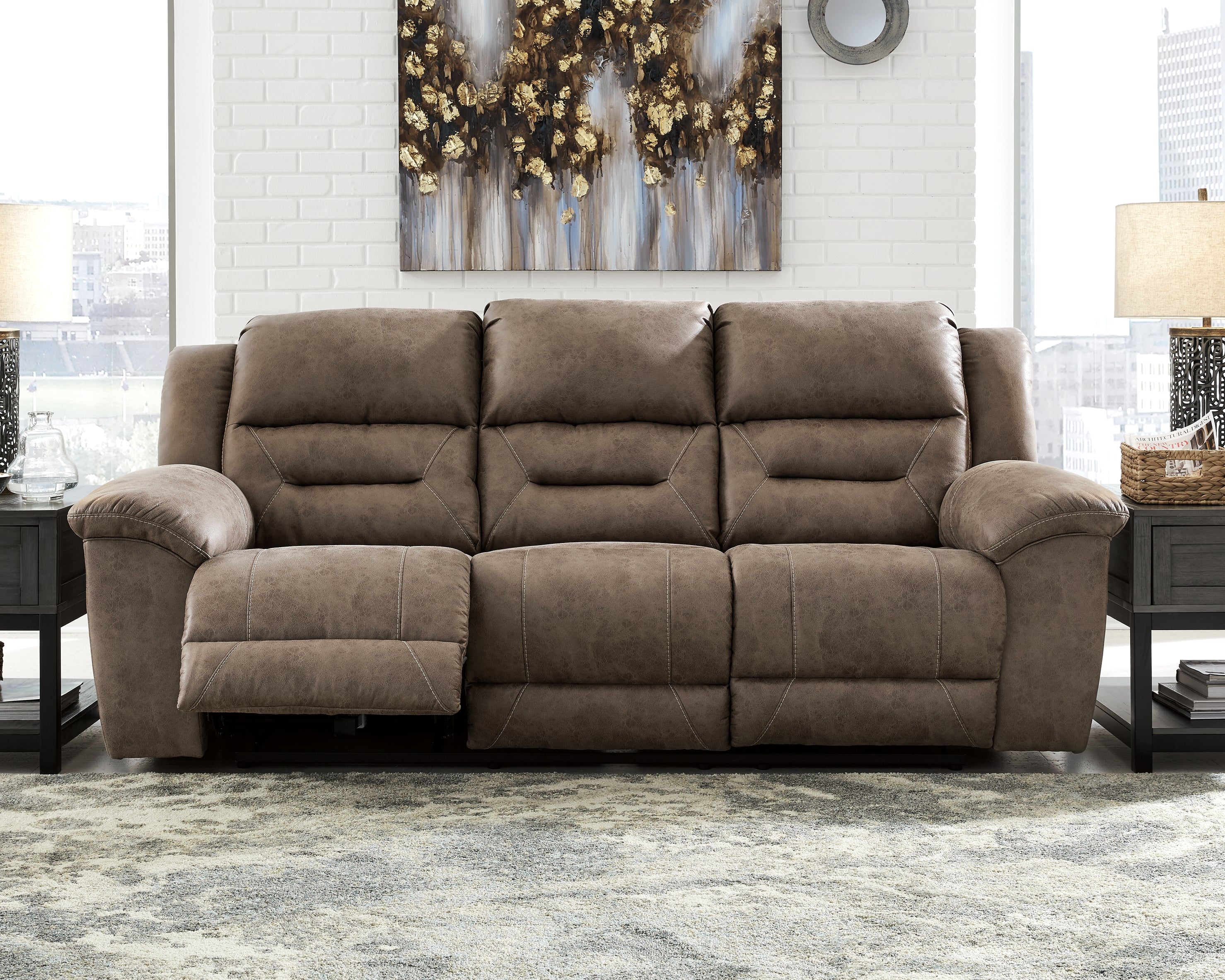 Orleans Furniture - Ashley Furniture - Stoneland Living Room - Reclining Sofa / Fossil - 3990588