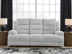Orleans Furniture - Ashley Furniture - Rhines Falls Living Room - REC PWR Sofa w/Drop Down Table / Alloy - PC4280499