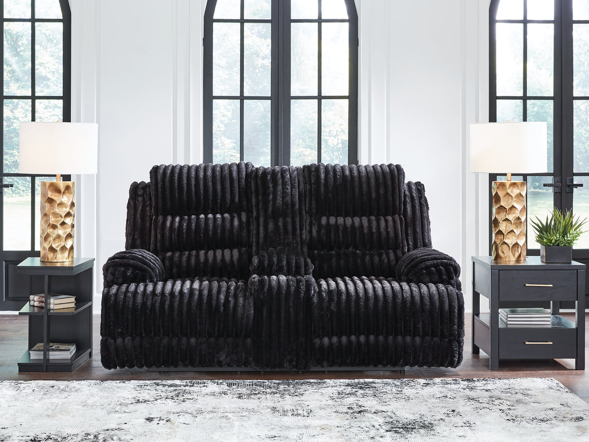 Orleans Furniture - Ashley Furniture - Rhine Falls Living Room - DBL REC PWR Loveseat w/Console / Onyx - PC4280596