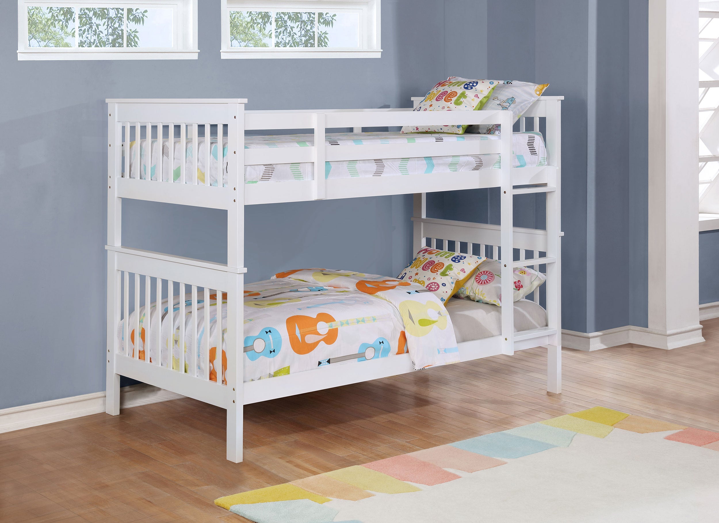 Orleans Furniture - Coaster - Chapman Wood Twin Over Twin Bunk Bed with Mattress White - 460244N-SM