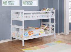 Orleans Furniture - Coaster - Chapman Wood Twin Over Twin Bunk Bed with Mattress White - 460244N-SM
