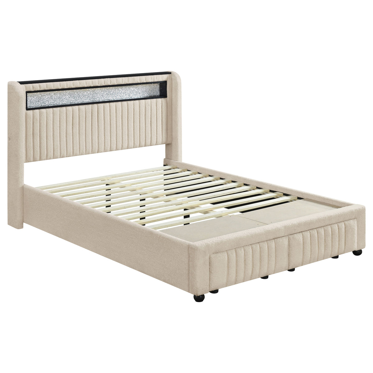 Orleans Furniture - Coaster - Madison Upholstered LED Full Storage Platform Bed Cream - 460550F