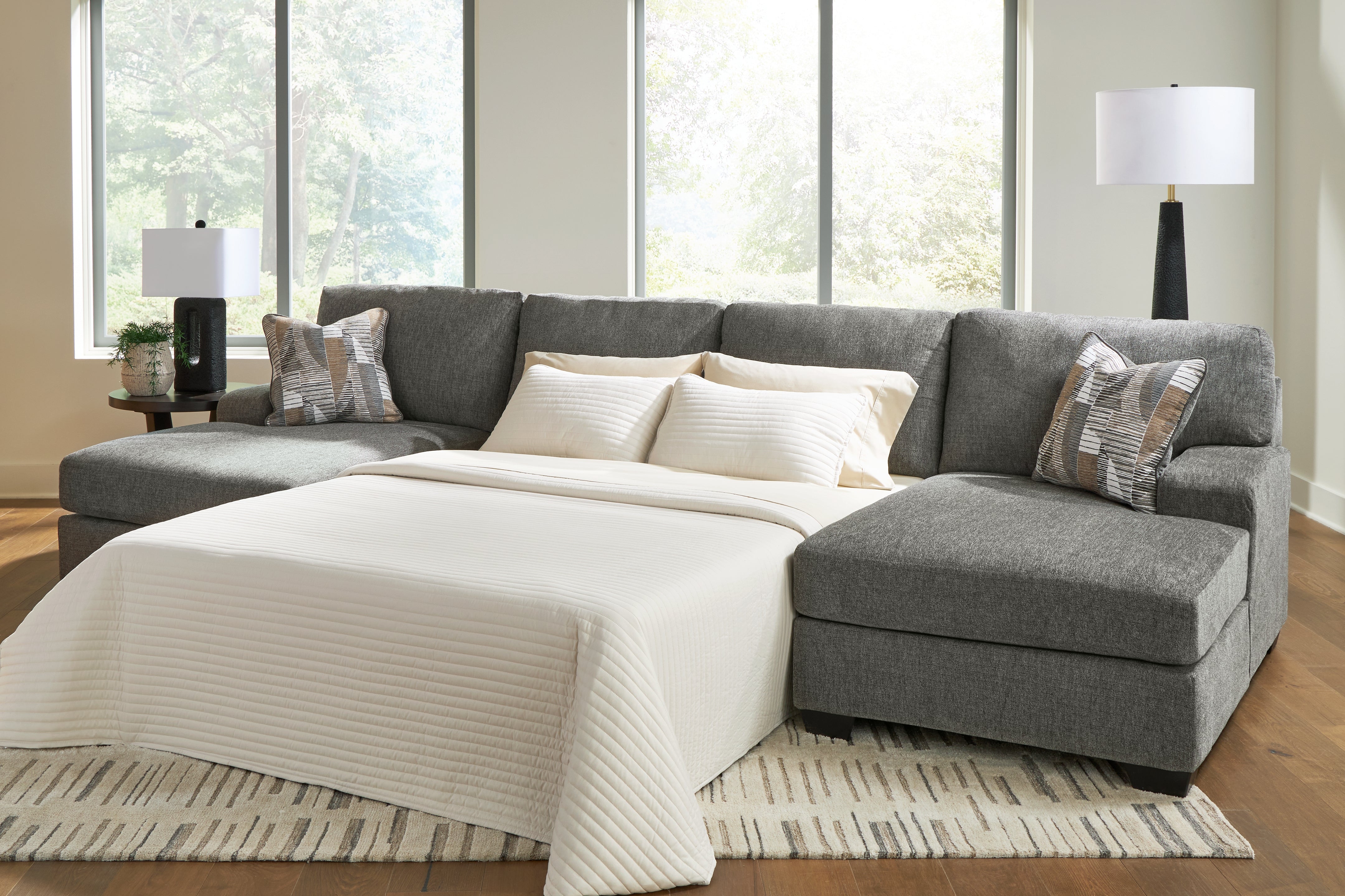 Orleans Furniture - Ashley Furniture - Revenna Sectional - RAF 3-Piece Sleeper Sectional with Double Chaise / Greystone - PC48405S7