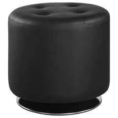 Orleans Furniture - Coaster - Bowman Round Upholstered Tufted Swivel Ottoman Black - 500556