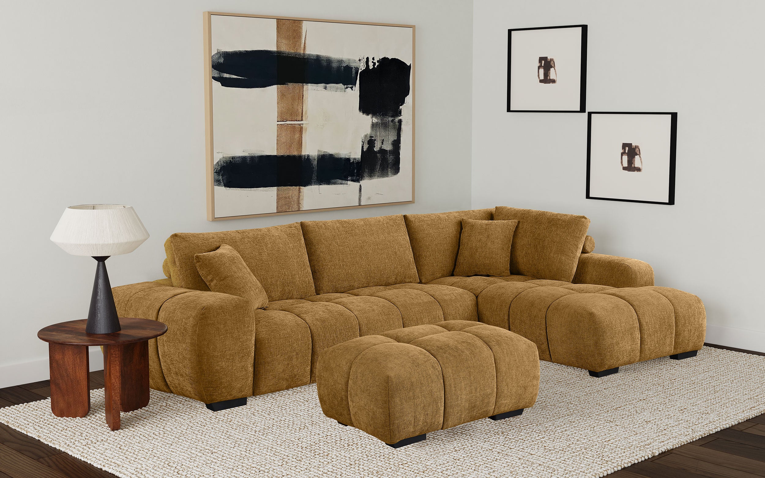 Orleans Furniture - Coaster - Camacho Upholstered Sectional Sofa with Ottoman Set Amber - 503985-SET