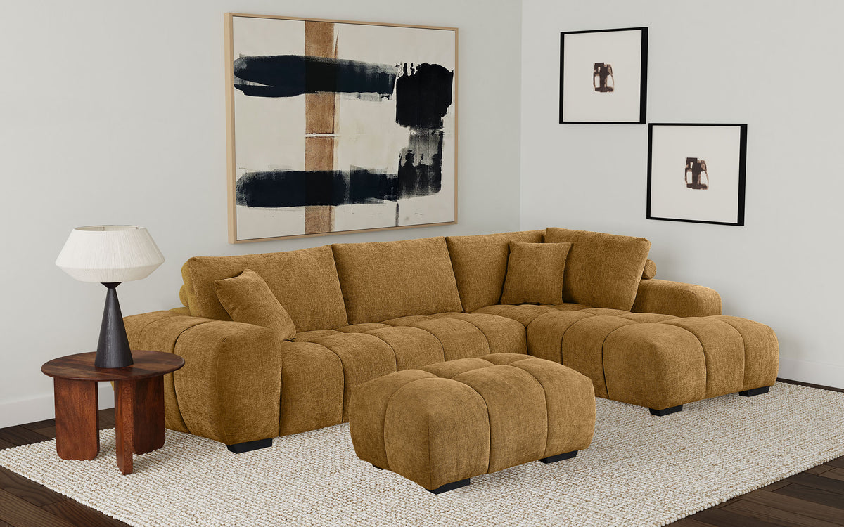 Orleans Furniture - Coaster - Camacho Upholstered Sectional Sofa with Ottoman Set Amber - 503985-SET