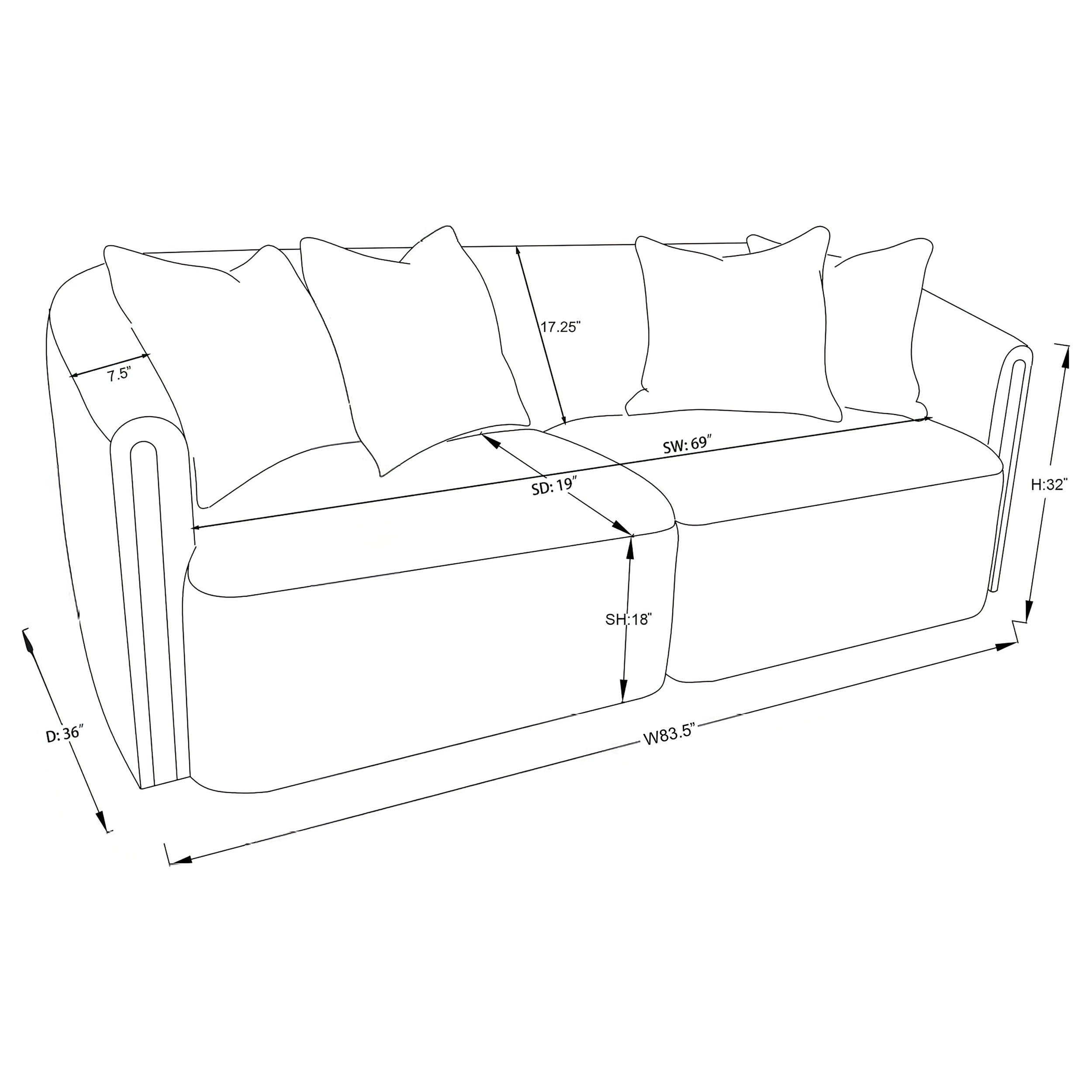 Townsend 3-piece Chenille Upholstered Sofa Set Latte