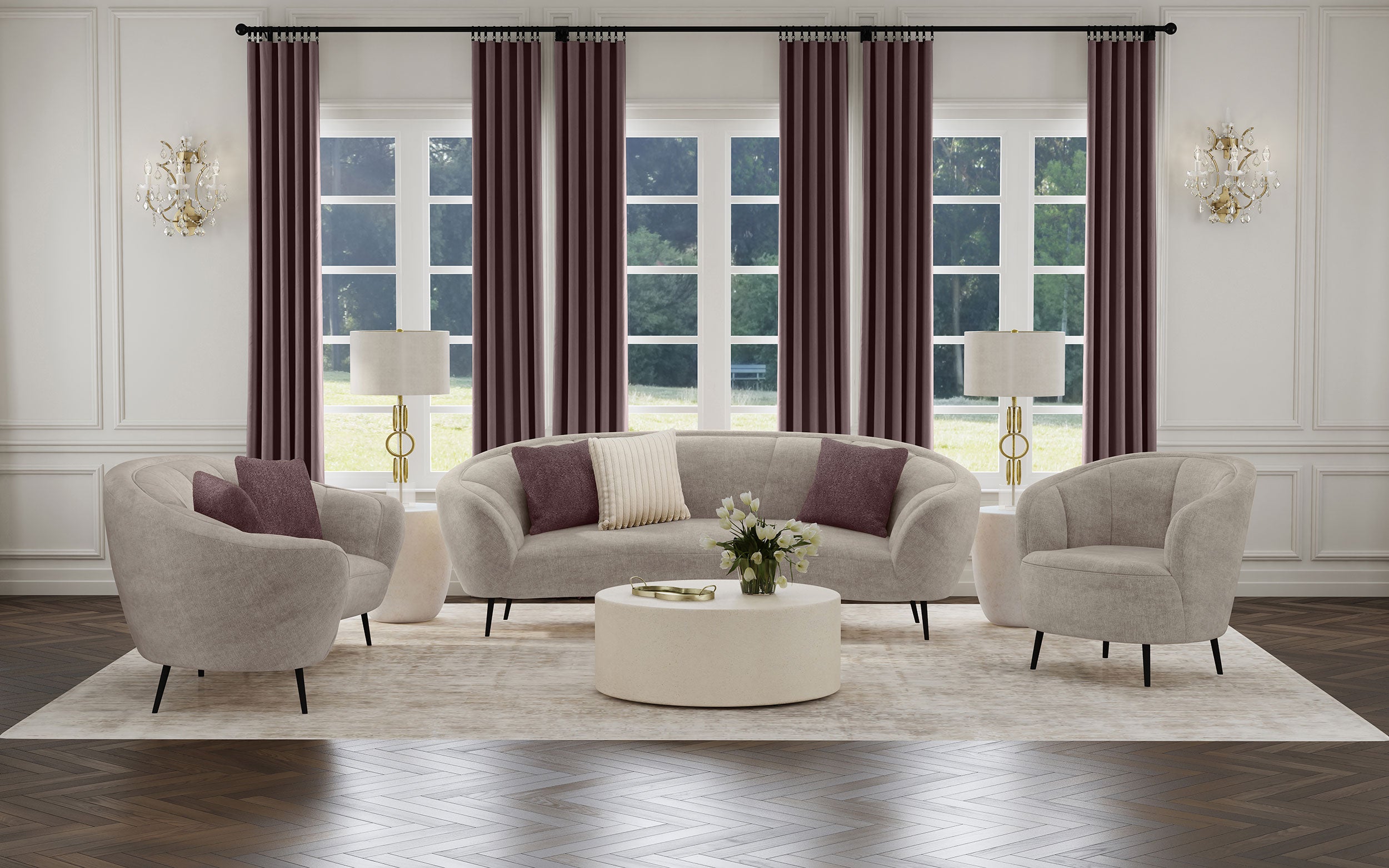 Orleans Furniture - Coaster - Ellorie 3-piece Upholstered Curved Sofa Set Beige - 504837-S3
