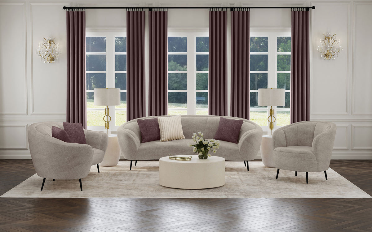 Orleans Furniture - Coaster - Ellorie 3-piece Upholstered Curved Sofa Set Beige - 504837-S3