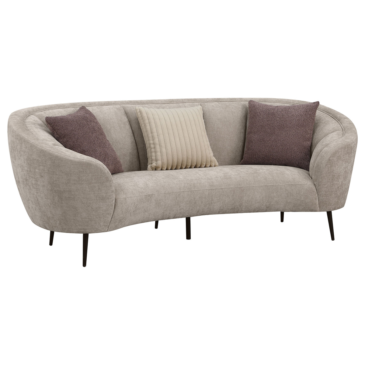 Orleans Furniture - Coaster - Ellorie Upholstered Channel Back Curved Sofa Beige - 504837