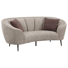 Orleans Furniture - Coaster - Ellorie Upholstered Channel Back Curved Loveseat Beige - 504838