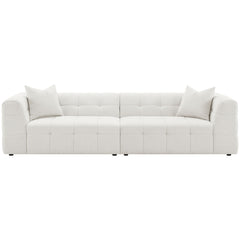 Everly Boucle Upholstered Extra Long Sofa Off White