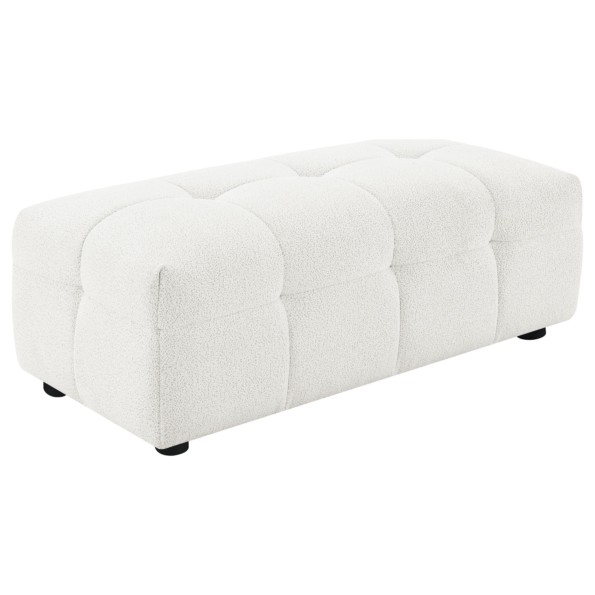 Orleans Furniture - Coaster - Everly Boucle Upholstered Rectangular Ottoman Off White - 504854