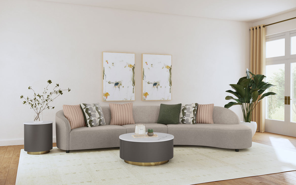 Orleans Furniture - Coaster - Fayette 3-piece Upholstered Sectional Sofa Greige - 504920-SET